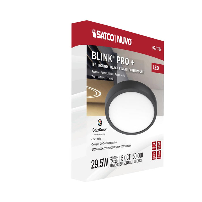Surface Mount Nuvo 62-1778 Blink Pro Plus - 34 Watt - 19 in. - Surface Mount LED - CCT Selectable - 90 CRI - White Finish - 120/277 Volt - Round Shape Nuvo