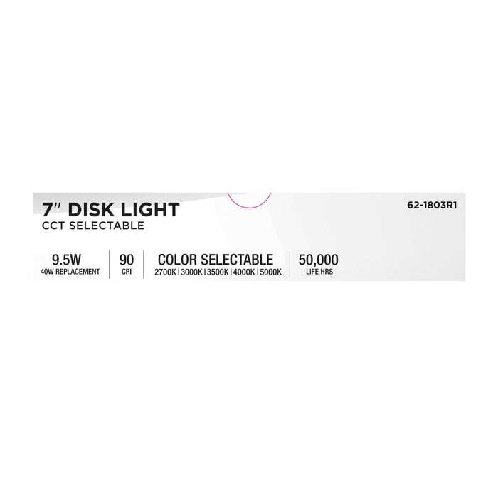 Disk Light Nuvo 62-1803R1 7 Inch LED Disk Light - 27K/3K/35K/4K/5K CCT Selectable - Bronze Finish Nuvo