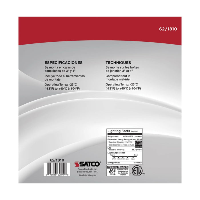 Disk Light Nuvo 62-1810 10 inch - LED Disk Light - 6 Unit Contractor Pack - 5-CCT Selectable 27K/3K/35K/4K/5K - White Finish Nuvo