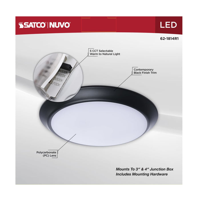 Disk Light Nuvo 62-1814R1 10 Inch LED Disk Light - 27K/3K/35K/4K/5K CCT Selectable - Black Finish Nuvo