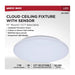 Flush Mount Nuvo 62-1853 14 Inch LED Cloud Fixture with Sensor - 17 Watts - 27K/30K/35K/40K/50K CCT Selectable - Round Shape - White Finish - 120 Volt Nuvo