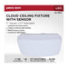 Flush Mount Nuvo 62-1855 11 Inch LED Cloud Fixture with Sensor - 11.5 Watts - 27K/30K/35K/40K/50K CCT Selectable - Square Shape - White Finish - 120 Volt Nuvo