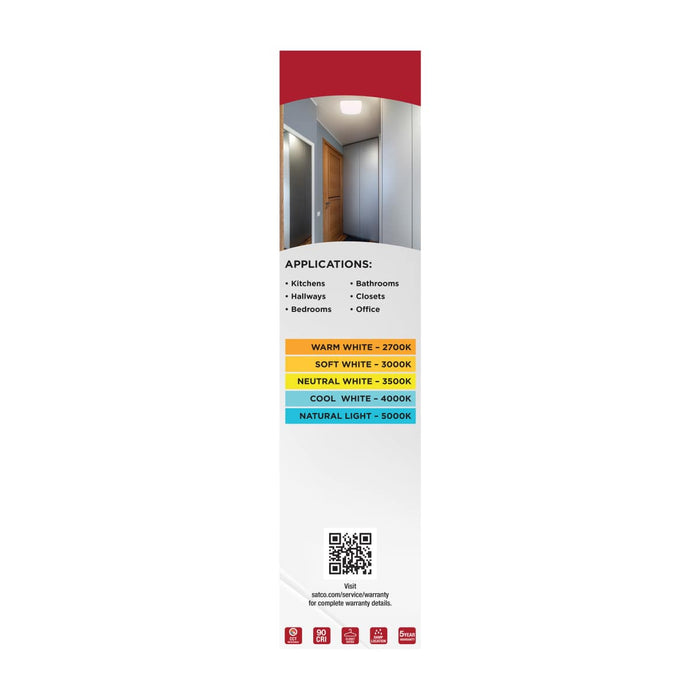 Flush Mount Nuvo 62-1857 14 Inch LED Cloud Fixture with Sensor - 17 Watts - 27K/30K/35K/40K/50K CCT Selectable - Square Shape - White Finish - 120 Volt Nuvo