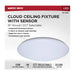 Flush Mount Nuvo 62-1859 19 Inch LED Cloud Fixture with Sensor - 25 Watts - 27K/30K/35K/40K/50K CCT Selectable - Round Shape - White Finish - 120 Volt Nuvo