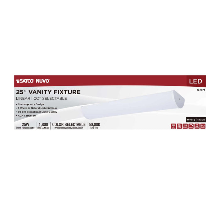 Vanity Nuvo 62-1873 Crispo - LED 25 Inch Vanity - White Finish - 27K/3K/35K/4K/5K CCT Selectable Nuvo