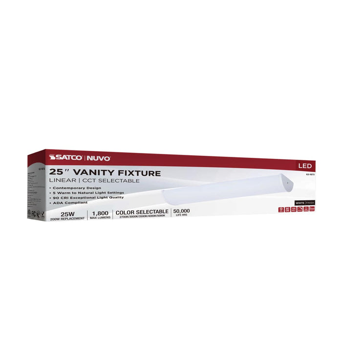 Vanity Nuvo 62-1873 Crispo - LED 25 Inch Vanity - White Finish - 27K/3K/35K/4K/5K CCT Selectable Nuvo