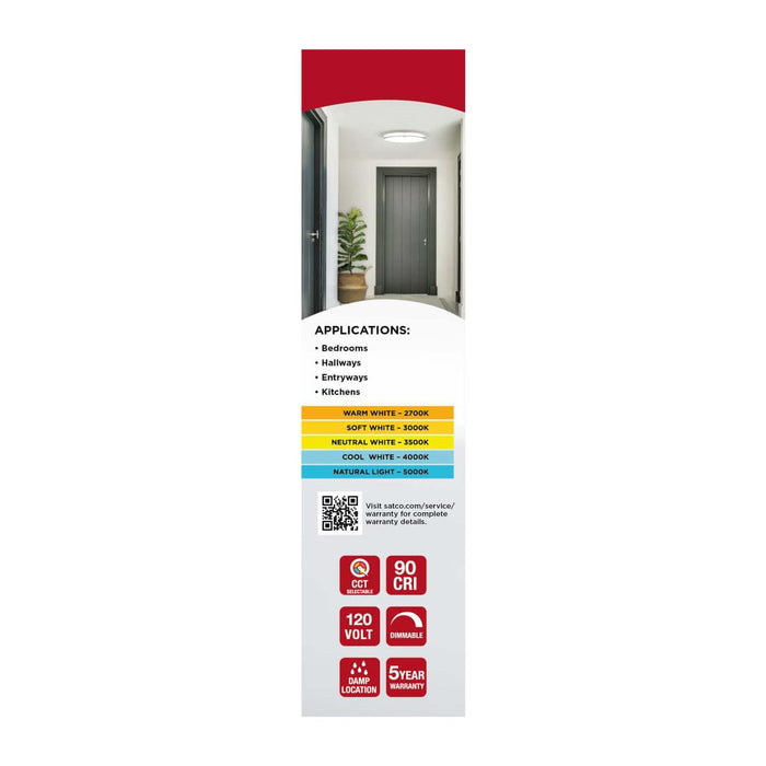 Flush Mount Nuvo 62-1875 Glamour - LED 10 Inch Flush Mount - Brushed Nickel Finish - 27K/3K/35K/4K/5K CCT Selectable Nuvo