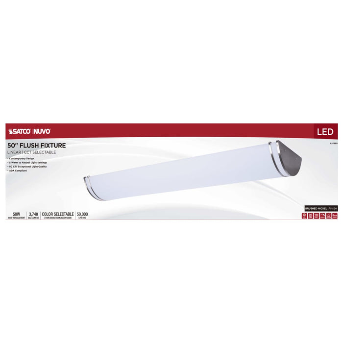 Flush Mount Nuvo 62-1880 Glamour - LED 50 Inch Linear Flush Mount - Brushed Nickel Finish - 27K/3K/35K/4K/5K CCT Selectable Nuvo