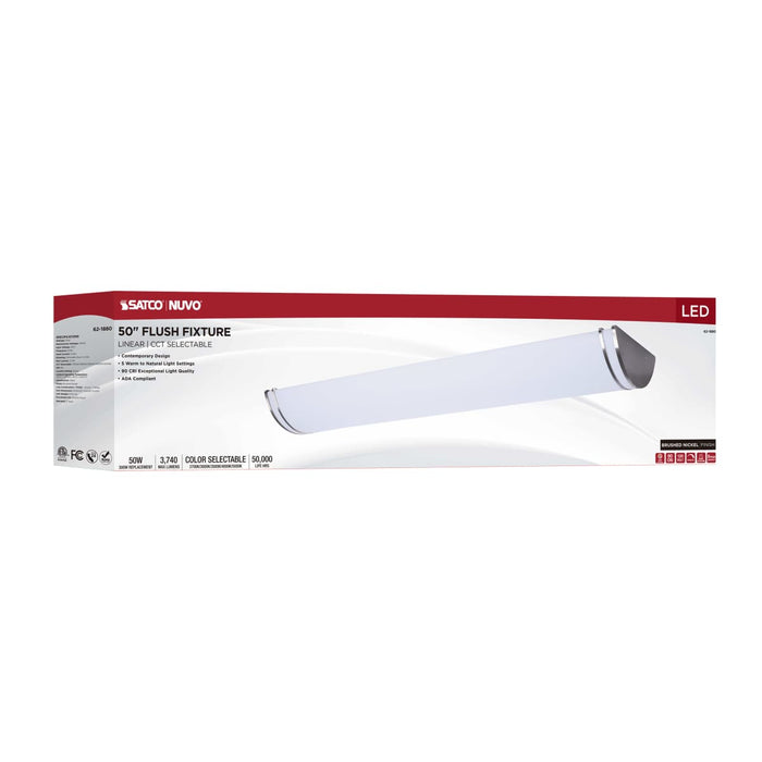 Flush Mount Nuvo 62-1880 Glamour - LED 50 Inch Linear Flush Mount - Brushed Nickel Finish - 27K/3K/35K/4K/5K CCT Selectable Nuvo