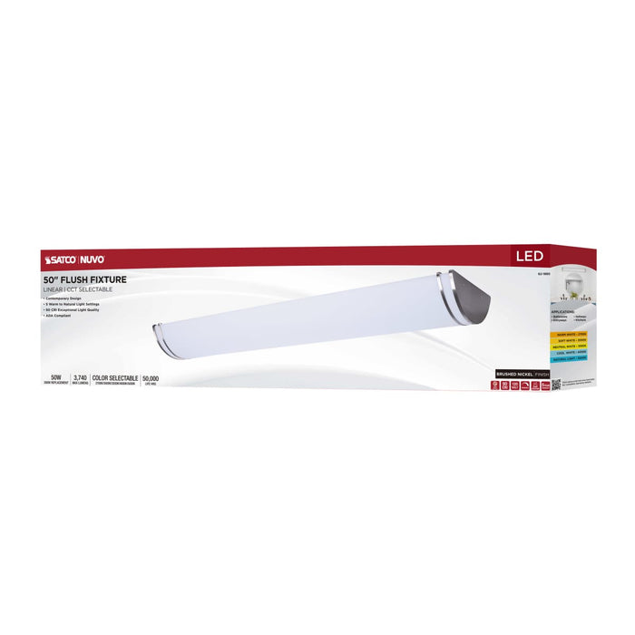 Flush Mount Nuvo 62-1880 Glamour - LED 50 Inch Linear Flush Mount - Brushed Nickel Finish - 27K/3K/35K/4K/5K CCT Selectable Nuvo