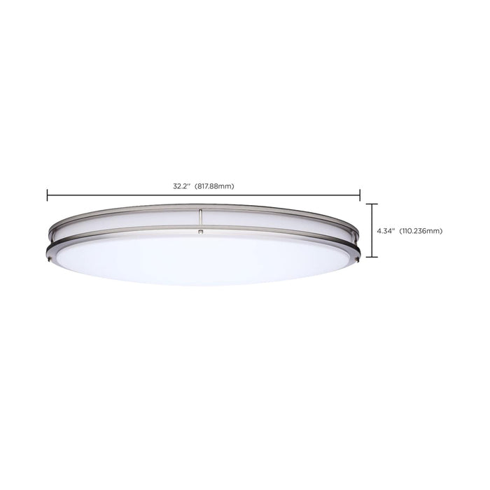 Flush Mount Nuvo 62-1881 Glamour - LED 32 Inch Oval Flush Mount - Brushed Nickel Finish - 27K/3K/35K/4K/5K CCT Selectable Nuvo