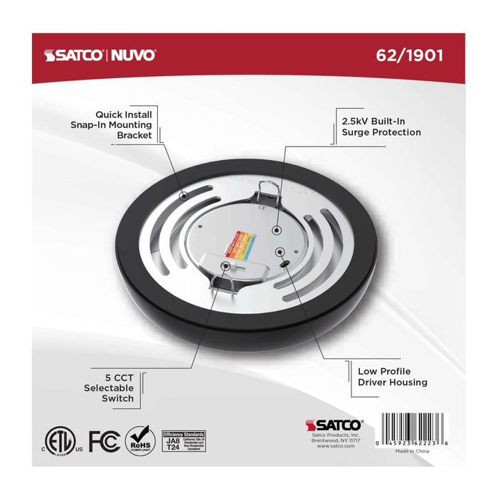 Flush Mount Nuvo 62-1901 Blink Performer - 8 Watt LED - 5 Inch Round Fixture - Black Finish - 5 CCT Selectable Nuvo