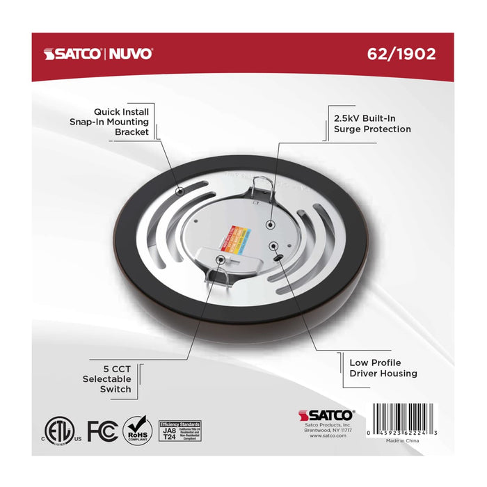 Flush Mount Nuvo 62-1902 Blink Performer - 8 Watt LED - 5 Inch Round Fixture - Bronze Finish - 5 CCT Selectable Nuvo