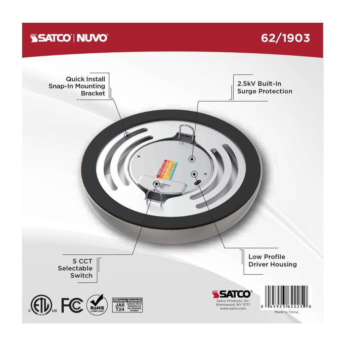 Flush Mount Nuvo 62-1903 Blink Performer - 8 Watt LED - 5 Inch Round Fixture - Brushed Nickel Finish - 5 CCT Selectable Nuvo
