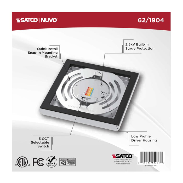 Flush Mount Nuvo 62-1904 Blink Performer - 8 Watt LED - 5 Inch Square Fixture - White Finish - 5 CCT Selectable Nuvo