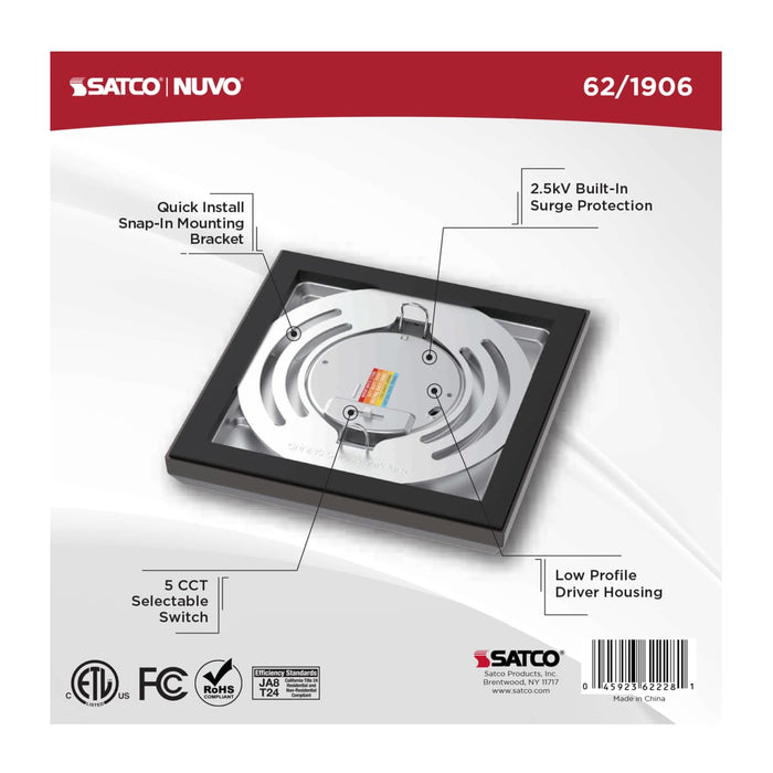 Flush Mount Nuvo 62-1906 Blink Performer - 8 Watt LED - 5 Inch Square Fixture - Bronze Finish - 5 CCT Selectable Nuvo