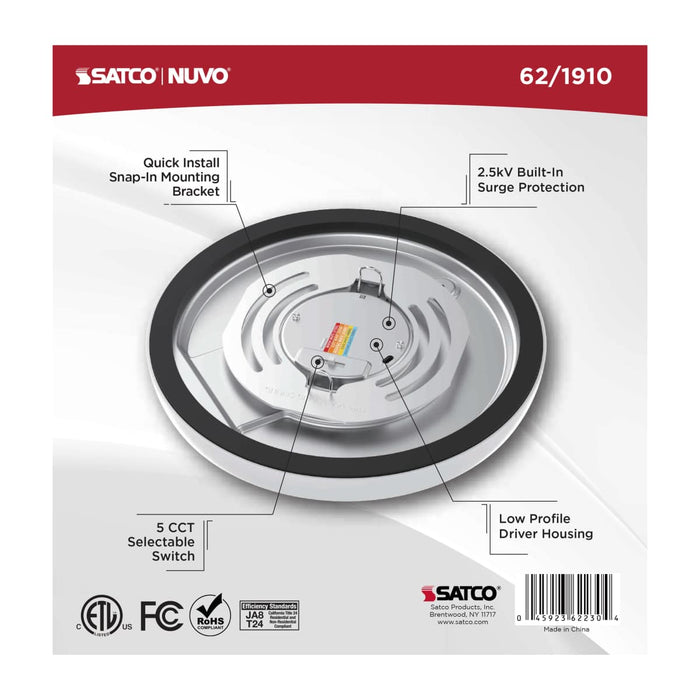 Flush Mount Nuvo 62-1910 Blink Performer - 10 Watt LED - 7 Inch Round Fixture - White Finish - 5 CCT Selectable Nuvo