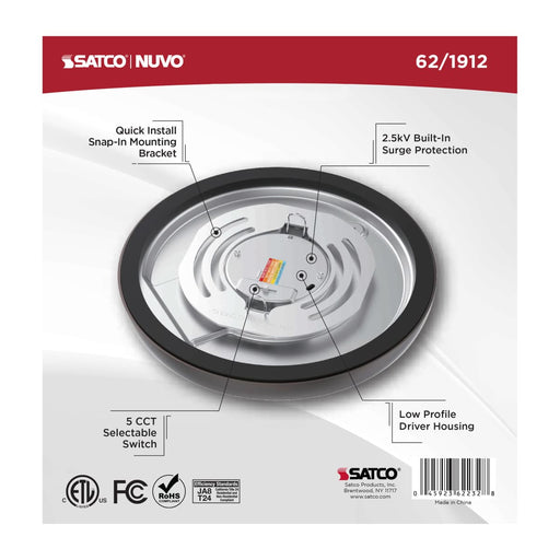 Flush Mount Nuvo 62-1912 Blink Performer - 10 Watt LED - 7 Inch Round Fixture - Bronze Finish - 5 CCT Selectable Nuvo