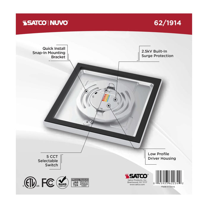 Flush Mount Nuvo 62-1914 Blink Performer - 10 Watt LED - 7 Inch Square Fixture - White Finish - 5 CCT Selectable Nuvo