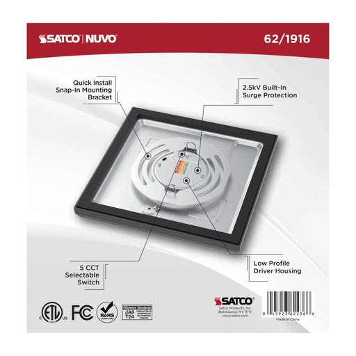 Flush Mount Nuvo 62-1916 Blink Performer - 10 Watt LED - 7 Inch Square Fixture - Bronze Finish - 5 CCT Selectable Nuvo
