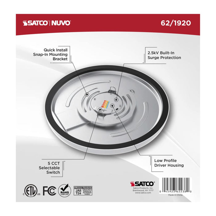 Flush Mount Nuvo 62-1920 Blink Performer - 11 Watt LED - 9 Inch Round Fixture - White Finish - 5 CCT Selectable Nuvo