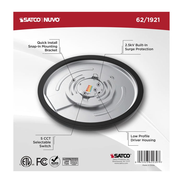Flush Mount Nuvo 62-1921 Blink Performer - 11 Watt LED - 9 Inch Round Fixture - Black Finish - 5 CCT Selectable Nuvo