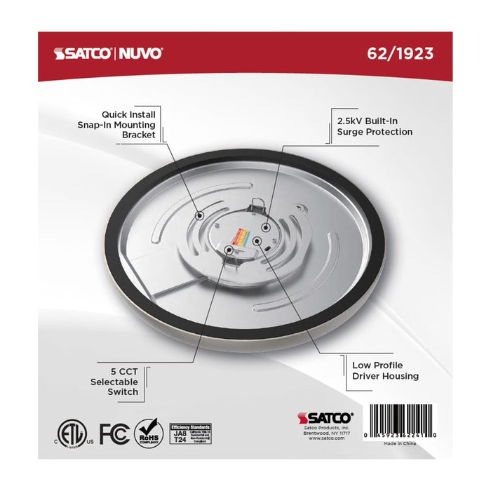 Flush Mount Nuvo 62-1923 Blink Performer - 11 Watt LED - 9 Inch Round Fixture - Brushed Nickel Finish - 5 CCT Selectable Nuvo
