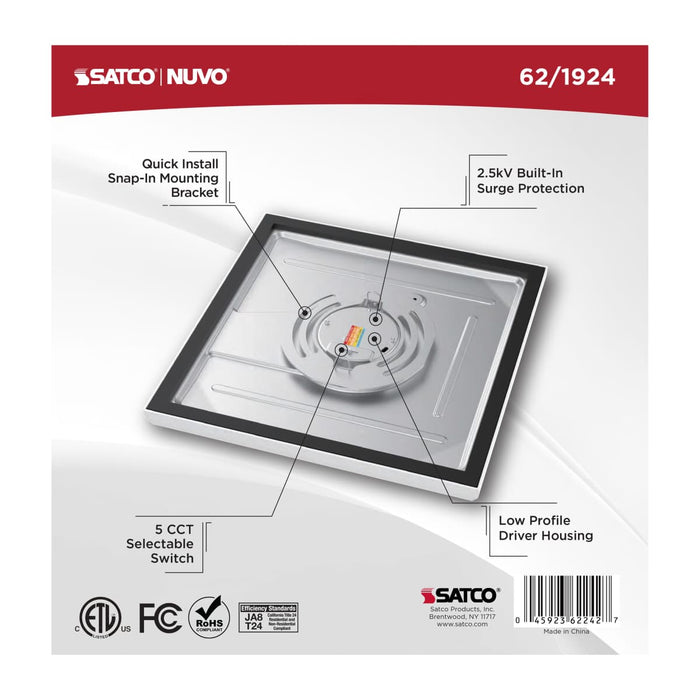 Flush Mount Nuvo 62-1924 Blink Performer - 11 Watt LED - 9 Inch Square Fixture - White Finish - 5 CCT Selectable Nuvo
