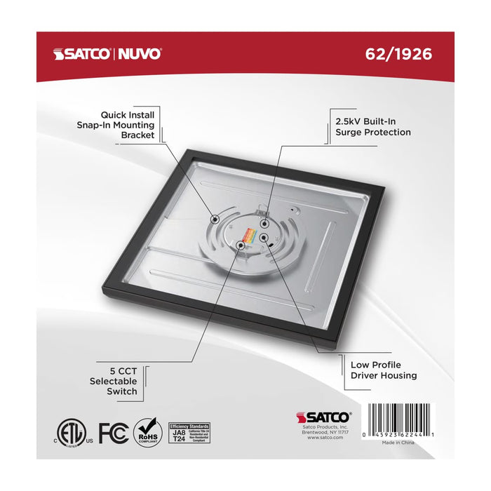 Flush Mount Nuvo 62-1926 Blink Performer - 11 Watt LED - 9 Inch Square Fixture - Bronze Finish - 5 CCT Selectable Nuvo