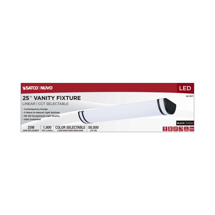 Vanity Nuvo 62-1971 Glamour - LED 25 Inch Vanity - Black Finish - 27K/3K/35K/4K/5K CCT Selectable Nuvo