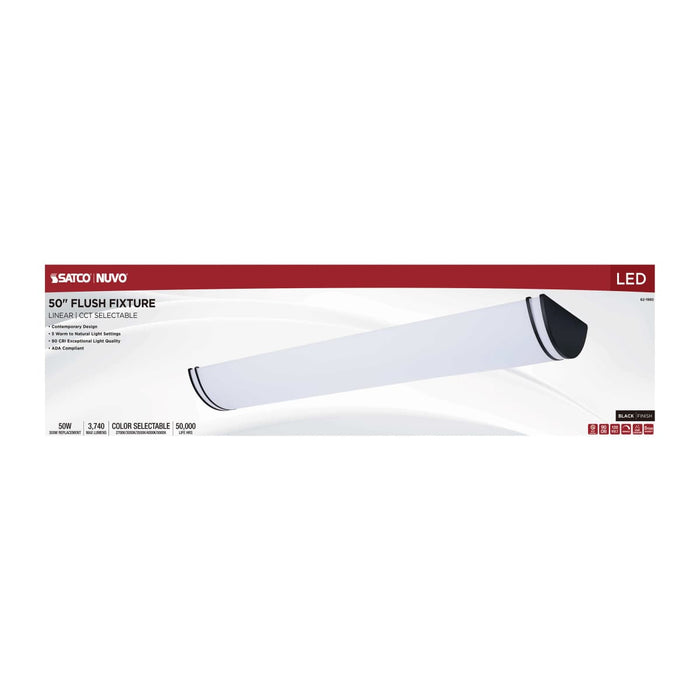 Flush Mount Nuvo 62-1980 Glamour - LED 50 Inch Linear Flush Mount - Black Finish - 27K/3K/35K/4K/5K CCT Selectable Nuvo