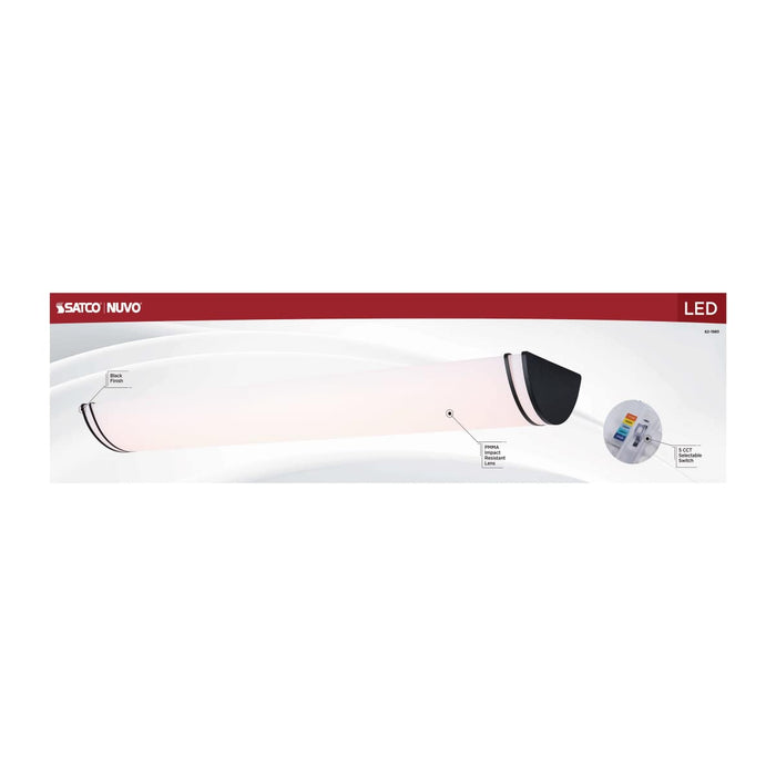 Flush Mount Nuvo 62-1980 Glamour - LED 50 Inch Linear Flush Mount - Black Finish - 27K/3K/35K/4K/5K CCT Selectable Nuvo