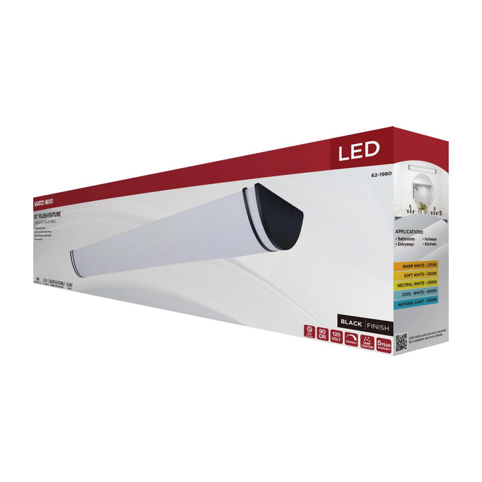 Flush Mount Nuvo 62-1980 Glamour - LED 50 Inch Linear Flush Mount - Black Finish - 27K/3K/35K/4K/5K CCT Selectable Nuvo