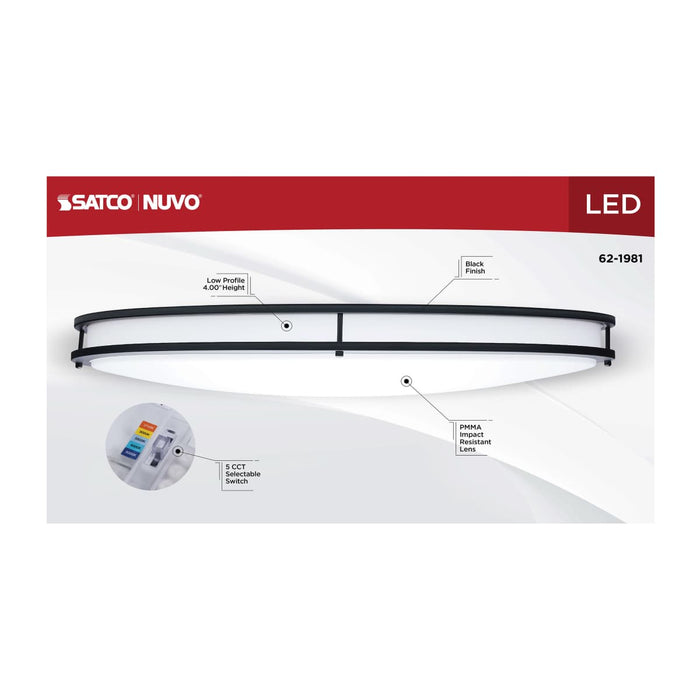 Flush Mount Nuvo 62-1981 Glamour - LED 32 Inch Oval Flush Mount - Black Finish - 27K/3K/35K/4K/5K CCT Selectable Nuvo