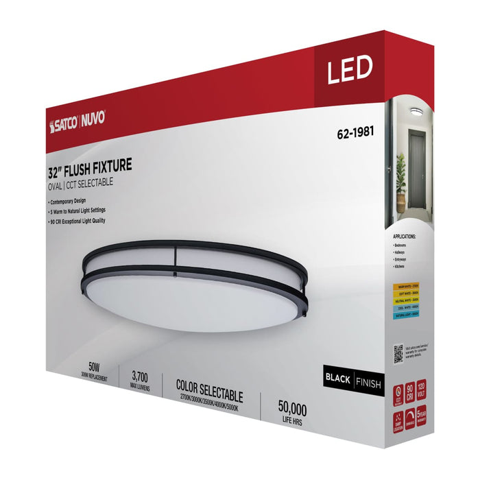 Flush Mount Nuvo 62-1981 Glamour - LED 32 Inch Oval Flush Mount - Black Finish - 27K/3K/35K/4K/5K CCT Selectable Nuvo