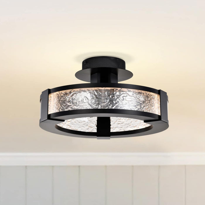 Semi Flush Nuvo 62-2001 Darrow - 13 Inch LED Semi Flush - Matte Black - Acrylic Panels Nuvo