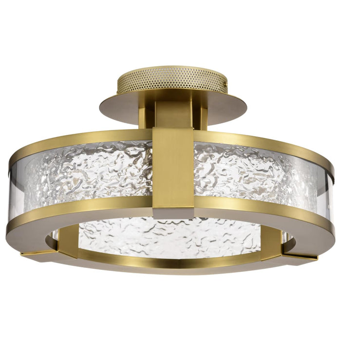 Semi Flush Nuvo 62-2011 Darrow - 13 Inch LED Semi Flush - Vintage Brass - Acrylic Panels Nuvo