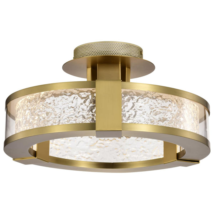 Semi Flush Nuvo 62-2011 Darrow - 13 Inch LED Semi Flush - Vintage Brass - Acrylic Panels Nuvo