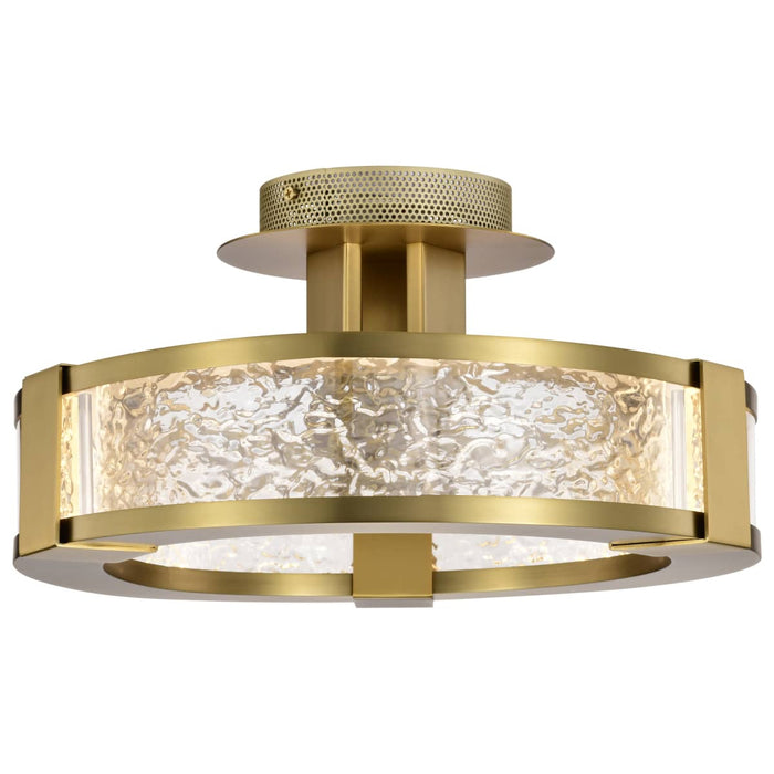 Semi Flush Nuvo 62-2011 Darrow - 13 Inch LED Semi Flush - Vintage Brass - Acrylic Panels Nuvo