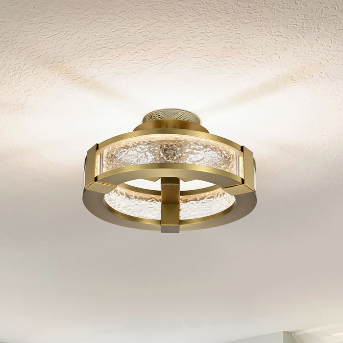Semi Flush Nuvo 62-2011 Darrow - 13 Inch LED Semi Flush - Vintage Brass - Acrylic Panels Nuvo