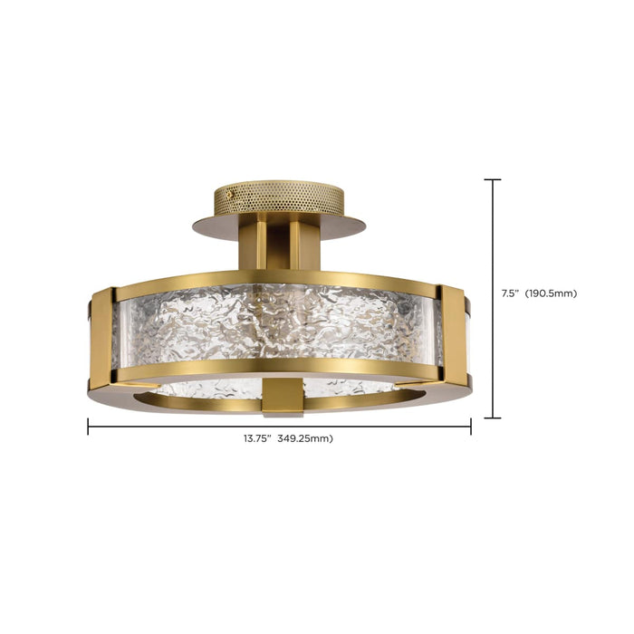 Semi Flush Nuvo 62-2011 Darrow - 13 Inch LED Semi Flush - Vintage Brass - Acrylic Panels Nuvo