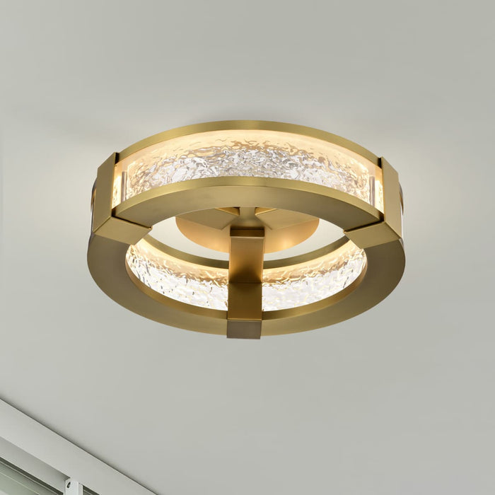 Flush Mount Nuvo 62-2012 Darrow - 13 Inch LED Flush Mount - Vintage Brass - Acrylic Panels Nuvo