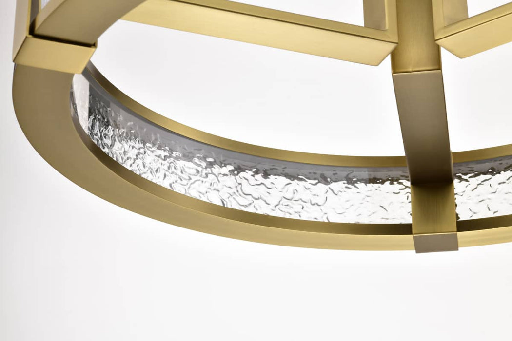 Pendant Nuvo 62-2013 Darrow - 24 Inch LED Pendant - Vintage Brass - Textured Acrylic Panels Nuvo