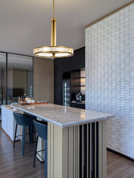Pendant Nuvo 62-2013 Darrow - 24 Inch LED Pendant - Vintage Brass - Textured Acrylic Panels Nuvo