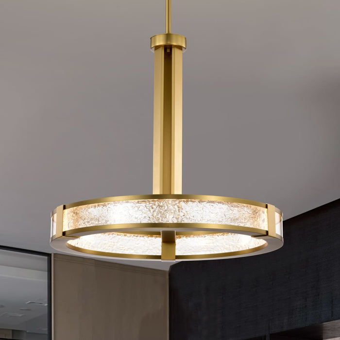 Pendant Nuvo 62-2013 Darrow - 24 Inch LED Pendant - Vintage Brass - Textured Acrylic Panels Nuvo