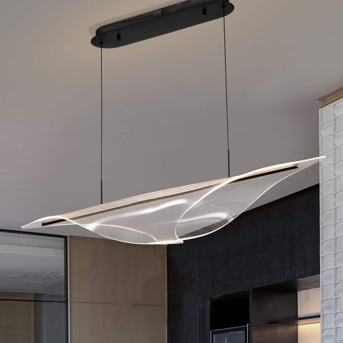 Island Pendant Nuvo 62-2023 Geneva - 46 Inch LED Island Pendant - Matte Black - Silk Screened Acrylic Lens Nuvo