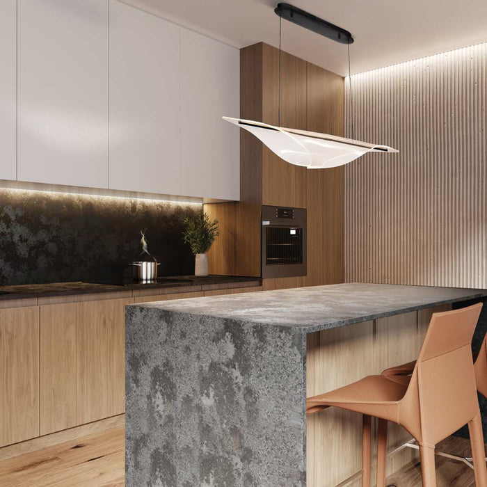 Island Pendant Nuvo 62-2023 Geneva - 46 Inch LED Island Pendant - Matte Black - Silk Screened Acrylic Lens Nuvo