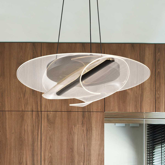 Pendant Nuvo 62-2025 Geneva - 18 Inch LED Pendant - Matte Black - Silk Screened Acrylic Lens Nuvo