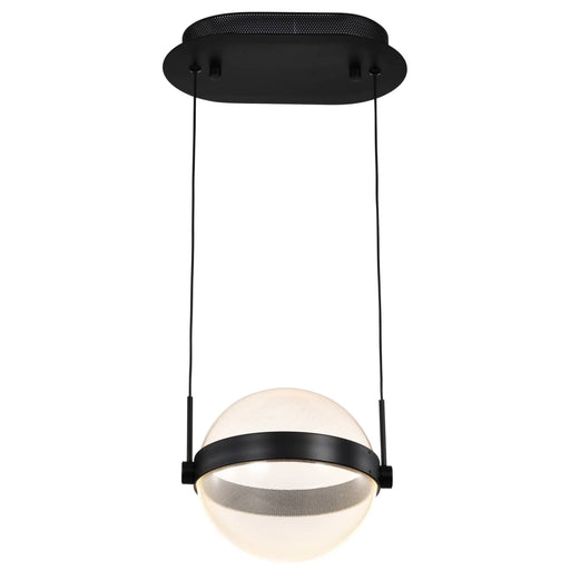 Pendant Nuvo 62-2031 Arvada - 8 Inch LED Pendant - Matte Black - Silk Screened Acrylic Lens Nuvo