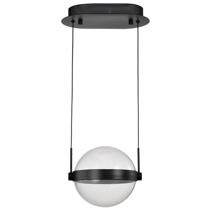 Pendant Nuvo 62-2031 Arvada - 8 Inch LED Pendant - Matte Black - Silk Screened Acrylic Lens Nuvo